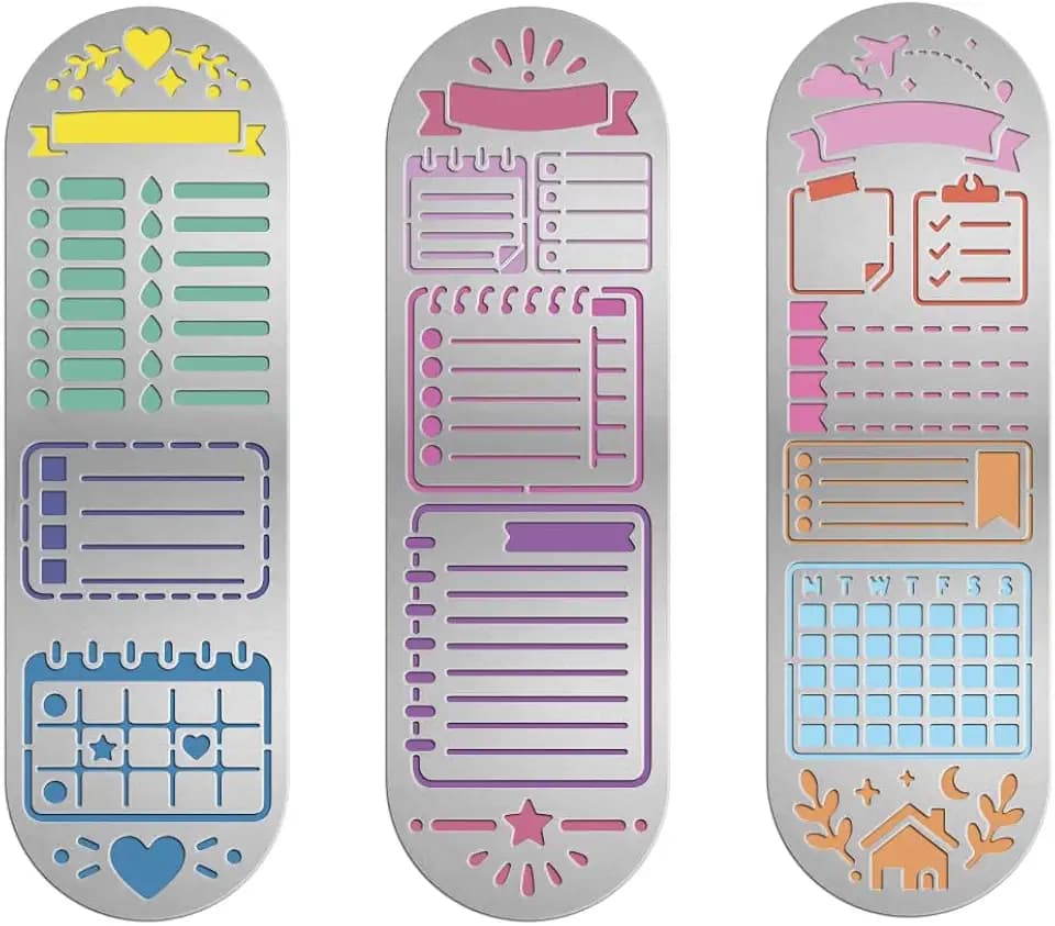 3 Stück 3 verschiedene Designs Planer Und Journal Elemente Metallschablonen Wiederverwendbare Edelstahl Schablonen Zum Malen Und Basteln von Scrapbooking Karten