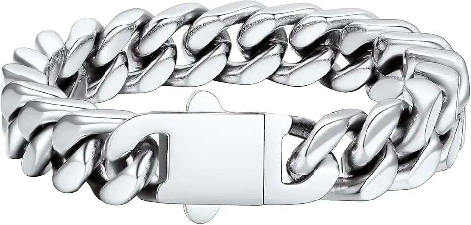 FaithHeart Stainless Steel Cuban Link Bracelet for Men, 5/7/9/12mm Width