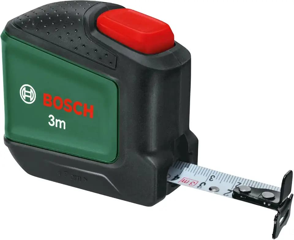 Bosch Maßband 3m (Autolock; 19mm breites Band, nylonbeschichtet, genaues 3-Meter-Maßband mit Zweirichtungshaken und Metall-Gürtelclip)