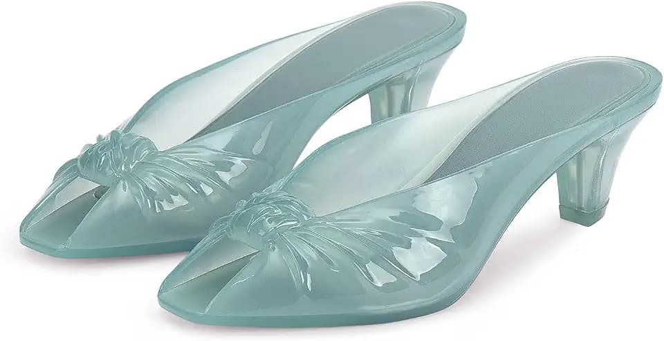 Jelly Sandals for Women Clear Sandals Jelly Shoes Women Kitten Heel Mules Open Toe Slide Pumps Dress Shoes Beach Summer Sandal Cute Comfortable