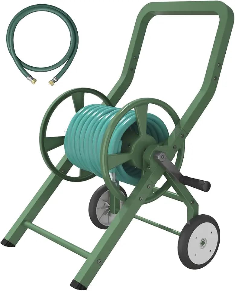 Artigarden Garden Hose Reel Cart with Wheels Outdoor Water Hose Reels Green