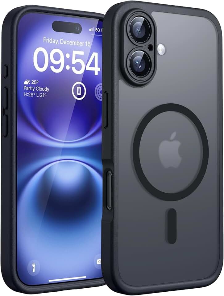 TOCOL für iPhone 16 Hülle, Kompatibel mit MagSafe, Schwarz