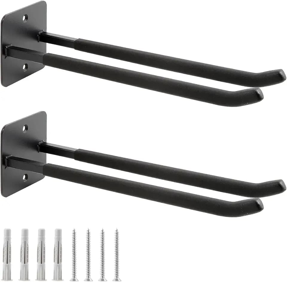 Sinoer 2 Pack Steel Wall Mount Double Garage Storage Hooks