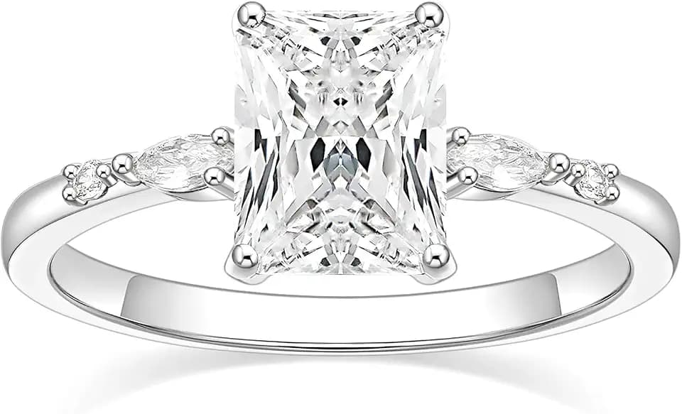 TIGRADE 3CT Engagement Ring for Women Radiant Cut Cubic Zirconia Wedding Band CZ Promise Anniversary Ring Size 3-12