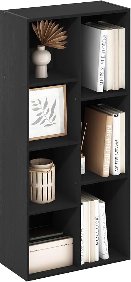 Furinno LUDER 7-Würfel-Bücherregal, Schwarzhölzer