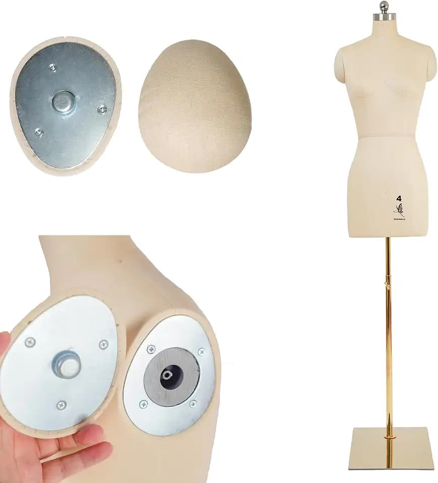 Female High-Density 4 Size Foam Dress Form Adjustable to 70 inch, Sewing Mannequin Foam Body for Pinning (Beige, 4)