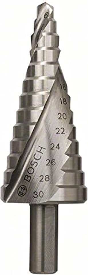 Bosch Professional Stufenbohrer HSS (für dünne Materialien z.B. Stahlblech, Ø 6-30 mm, mit 13 Stufen)