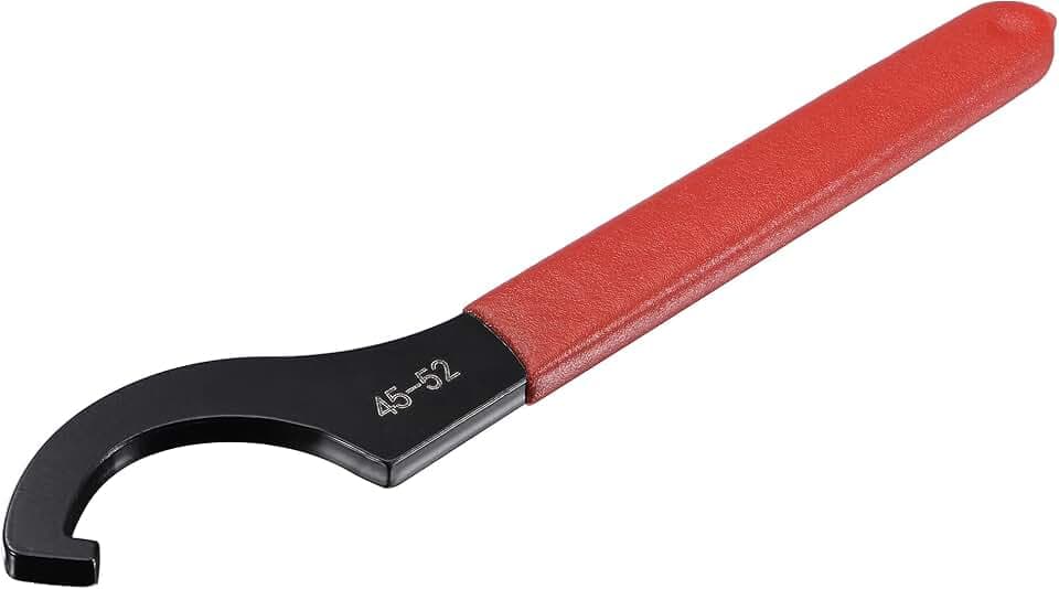 uxcell C Hook Spanner Wrench Collet Chuck for 45-52mm Round Nut, with Red Non-slip Handle