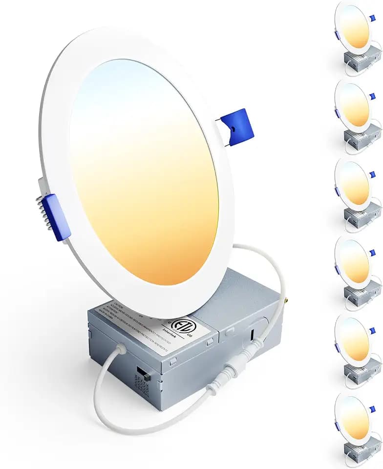 Ensenior 6 Pack 6 Inch LED Recessed Light, 5CCT Dimmable Canless Wafer