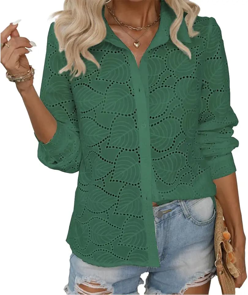 Long Sleeve Button Down Shirt for Women Dressy Casual Elegant Going Out Tops