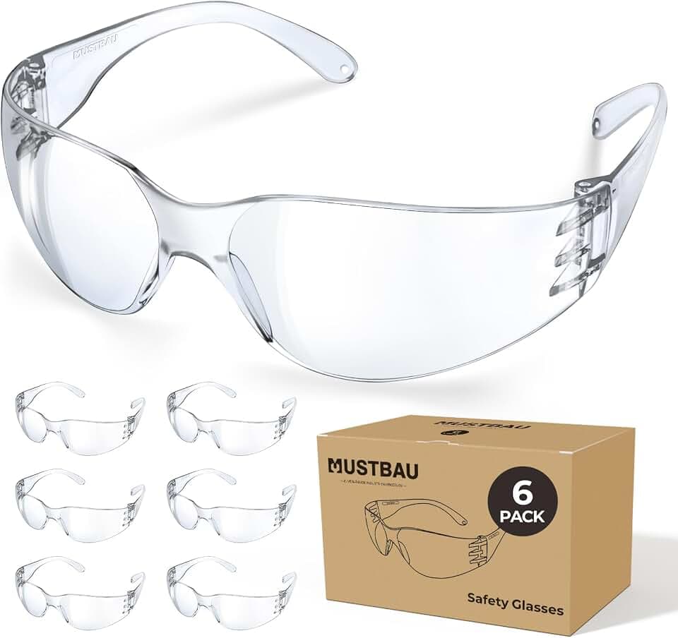 SchutzBrille Transparent 6pcs,ANSI,AUS,CE,UV380-Zertifizierung, Augenschutzbrille Sicherheitsbrille Laborbrille