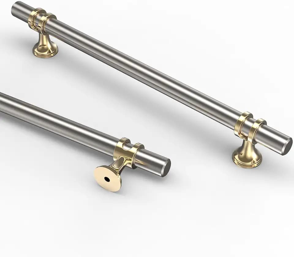 Asidrama 10 Pack 7 Inch(177mm) Gold and Brushed Satin Nickel Kitchen Cabinet Handles, Cabinet Pulls Kitchen Cabinet Hardware Cupboard Handles Drawer Pulls