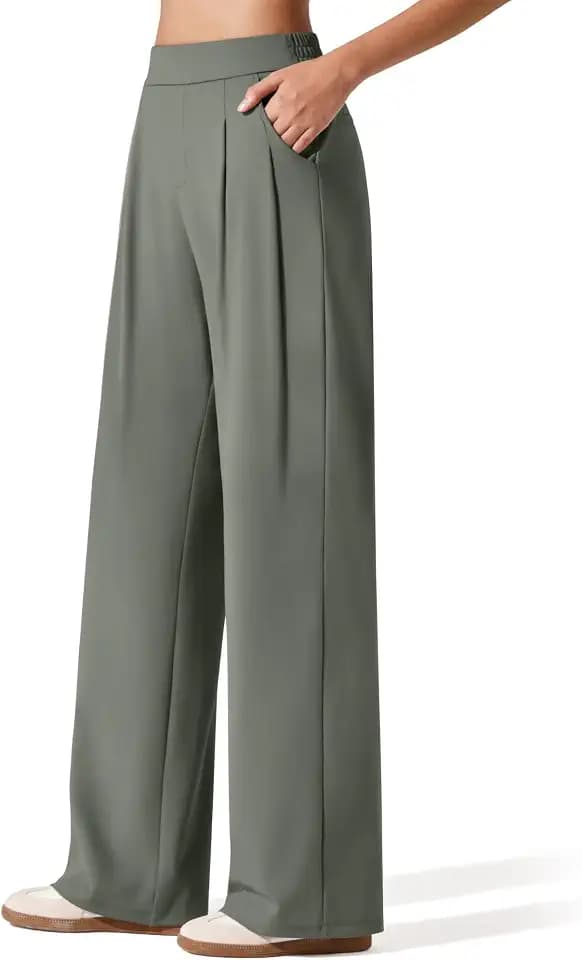 G4Free ShiftReady Women's Wide Leg Yoga Dress Pants High Waist with Pockets
