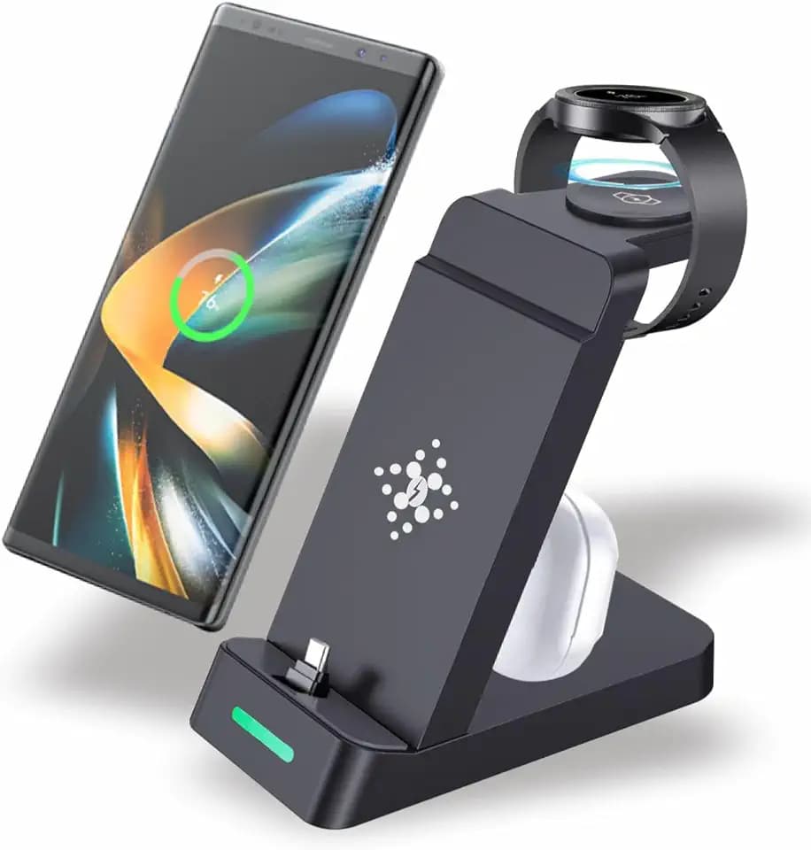 3 in 1 Ladestation für Samsung ladestation Watch und Handy, induktion ladegerät für Sumsung Galaxy S26 Ultra/S25 Ultra/S24/S23/Z Fold7/6/5 Galaxy Watch 8/7/6/5/4/3 ladestation Buds 4/3/2Pro