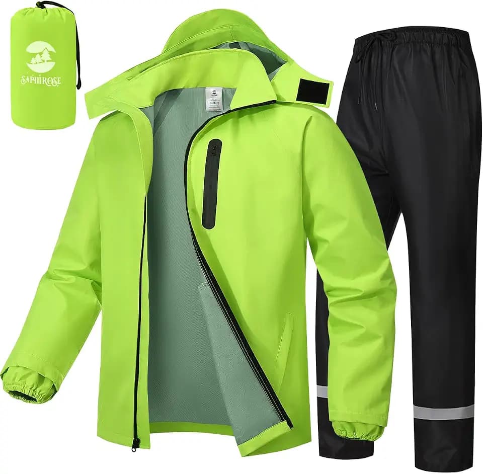 SaphiRose Men's Waterproof Rain Gear Packable Rain Suit