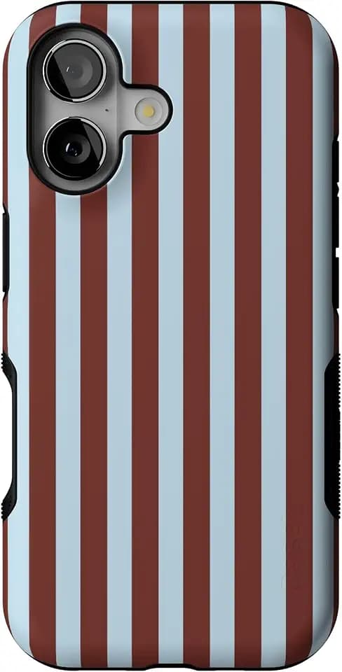 Casely iPhone 17 Case | Sunday in Brooklyn | Chocolate Blue Stripes | Bold Protective Design | Compatible with MagSafe