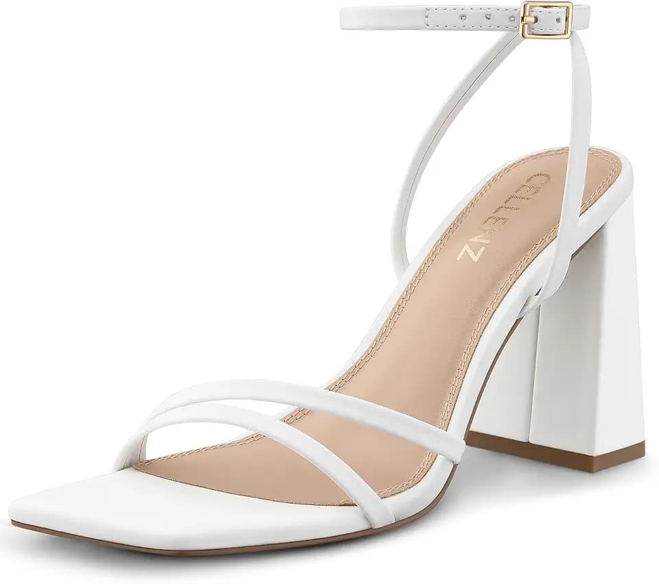 CELLENZ Women Chunky High Heels: 3.5 Inch Stylish Strappy Heels