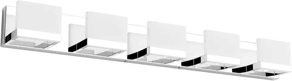 Tipace Dimmable Modern 5 Lights LED Vanity Light for Bathroom Up and Down Chrome Bathroom Wall Light Fixtures Over Mirror(White Light 6000K)