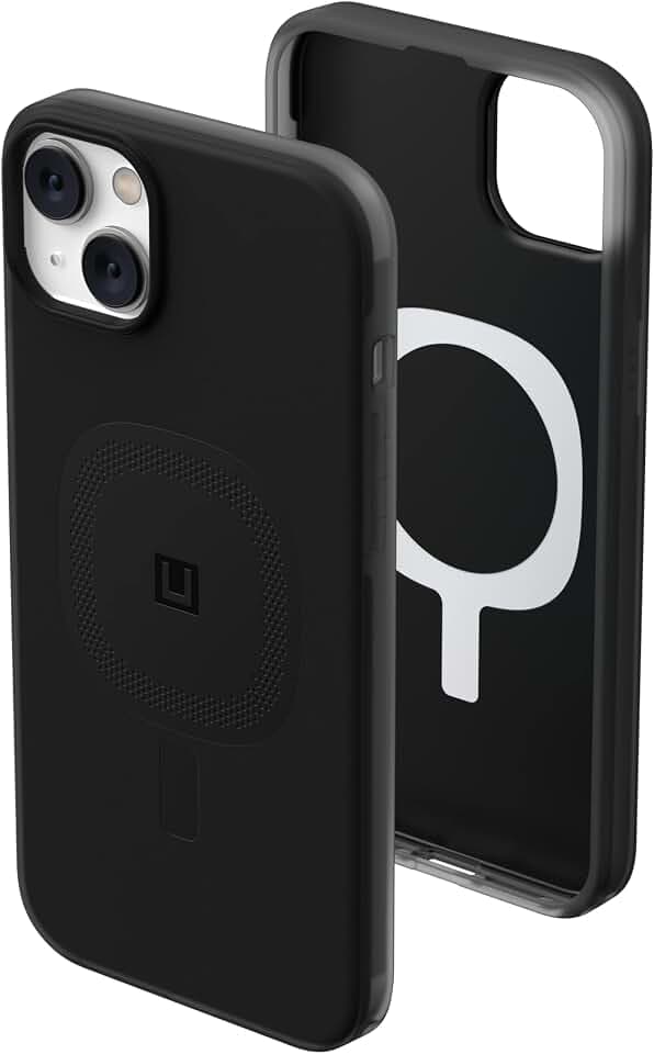 U by UAG [U] Lucent 2.0 Case kompatibel mit Apple iPhone 14 Plus Hülle [Halb-transparentes Case, 4,8m Fallschutz, Magnetring, Ultra Slim Bumper] - schwarz (transparent)
