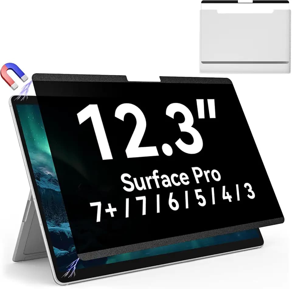Magnetic Privacy Screen Protector for Microsoft Surface Pro 7+/7/6/5/4/3 - 12.3 In Reusable Surface Pro 7 Screen Protector Anti Glare Film, Anti Blue Light Filter, Removable Shield, Bubble Free Guard