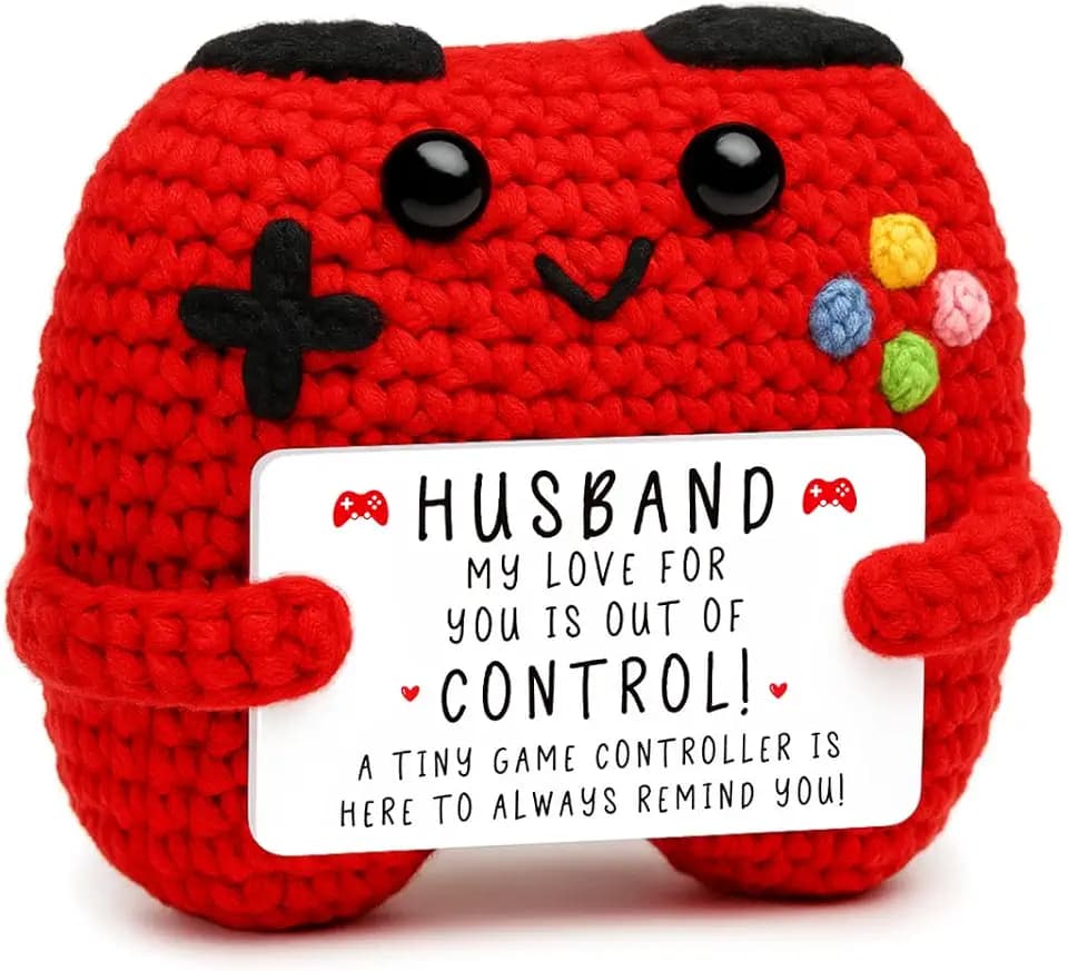 Busy Gaming Life Crochet Game Controller Gifts for Husband Birthday, Best Husband Ever Gifts for Wedding Anniversary from Wife, Anniversary Card Gift for Husband