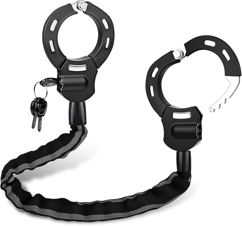 GuKKK E Scooter Schloss,Handschellenschloss mit Schlüssel, Fahrradschloss für E Scooter mit Gummi-Lock-Hülse, 92CM, 1.5KG, Hochsicherheitsschloss ideal für Scooter, Fahrrad & E-Bike, Motorrad