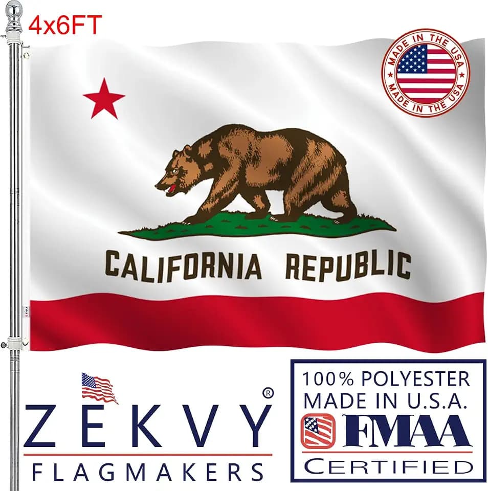 California Flag 4x6 Outdoor Made in USA - Double Sided Heavy Duty Vivid Color Bandera De California with 2 Brass Grommet