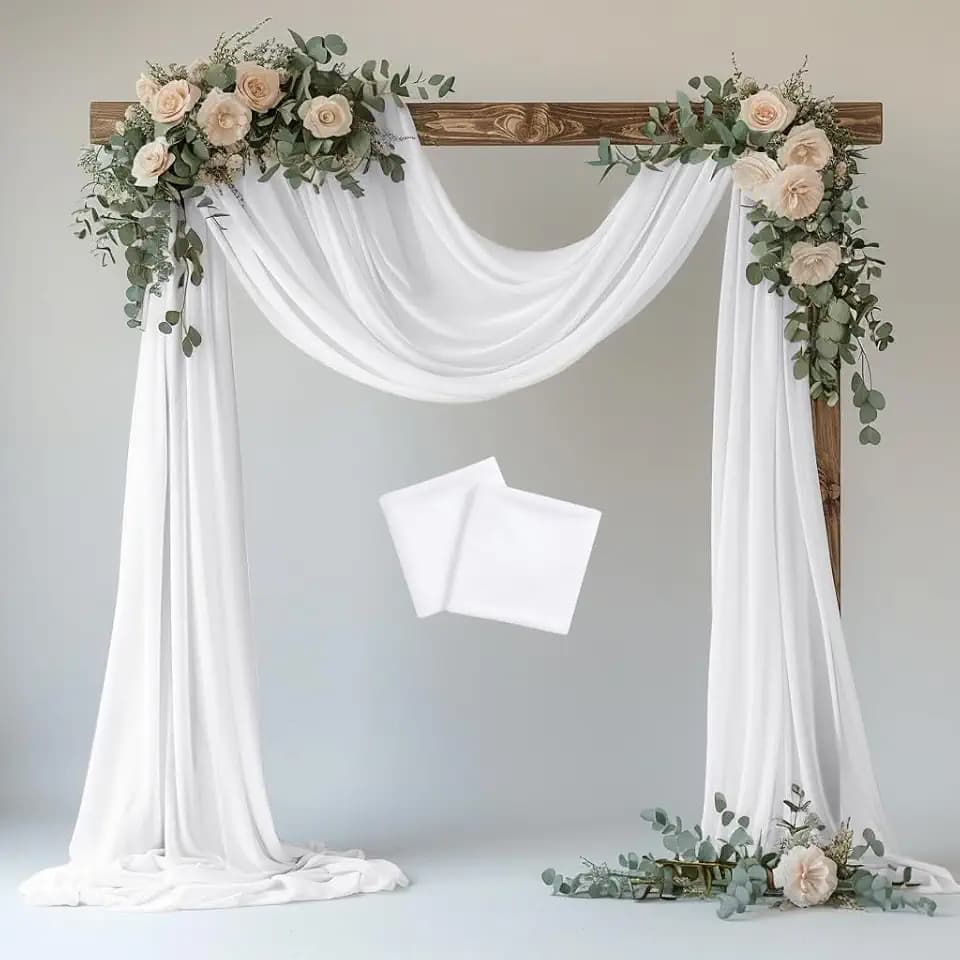 Wedding Arch Draping Fabric 2 Panels White Sheer Backdrop Drapes
