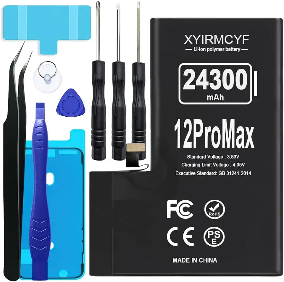 XYIRMCYF 24300mAh Super Capacity Battery Compatible with iPhone 12 Pro Max, 0 Cycle Li-Polymer Replacement Battery for iPhone 12 Pro Max, with Professional Repair Tool Kit