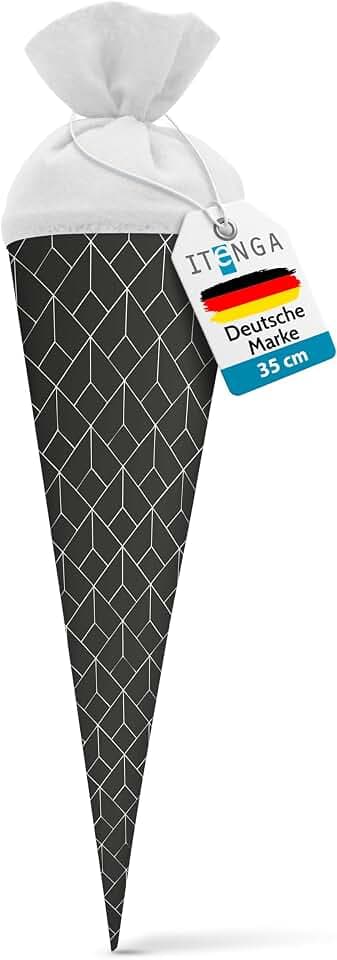 itenga Geschwisterschultüte 35cm Geschenkverpackung Schultüte Zuckertüte klein für Erwachsene Kinder Party (Abstrakt schwarz weiß)