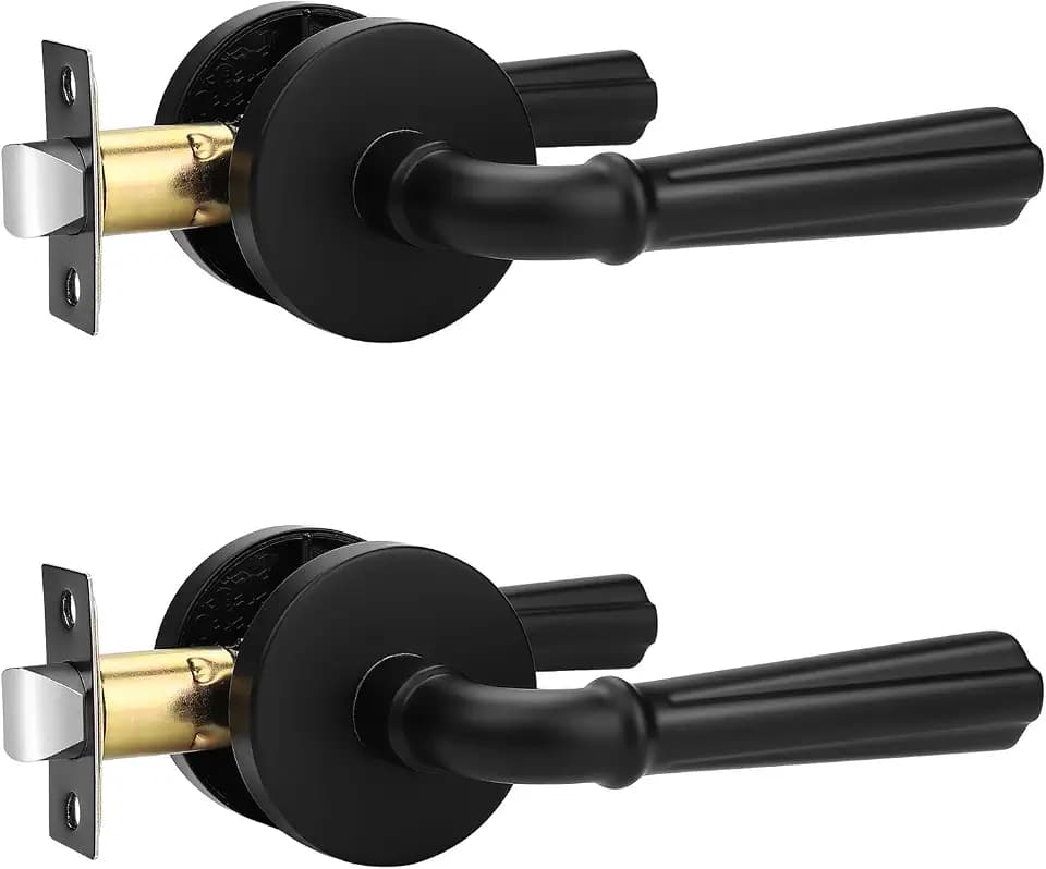 Orger 2 Pack Matte Black Passage Door Lever Interior Non-Locking Door Handle, Passage Door Lock for Closet and Hallway, Black Door Handle for Right & Left Sided Doors