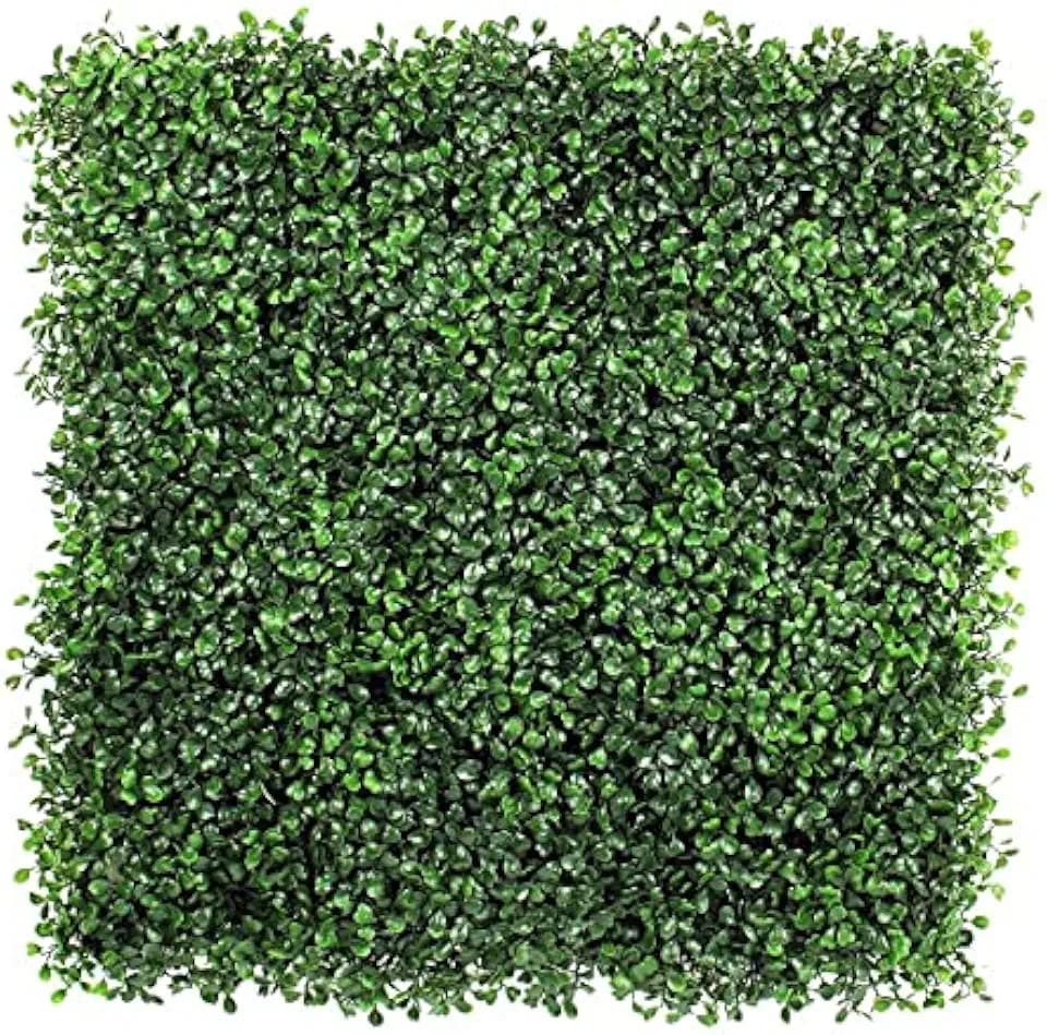 ULAND Artificial Boxwood Hedge Panels Long Purple Leaves Faux Ivy Privacy Fence Screen for Outdoor Wall Decoration 20"x 20"(A001-6)