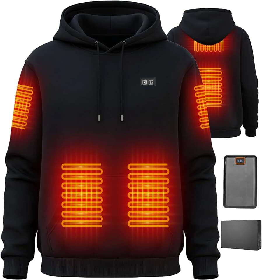 Heated Hoodie for Men Women with Fleece Lining 20000mAh Battery
