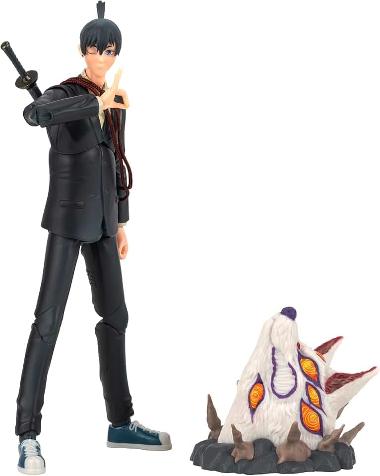 Total Anime AKI Hayakawa - 6.5-Inch Figure with Swappable Faceplates, Alternate Hands, Weapons, and Fox Devil
