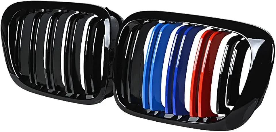Astra Depot Glossy Black M-Color Dual Line Kidney Grille for BMW E46 99-02