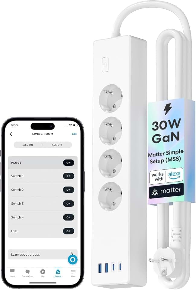Meross Matter Steckdosenleiste USB C Ladegerät 30W Kupferkern, FFS Ver.