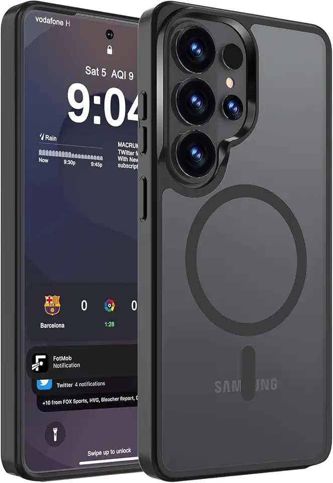 WRJ Magnetic Case for Samsung Galaxy S23 Ultra 6.8-Inch,Matte Black