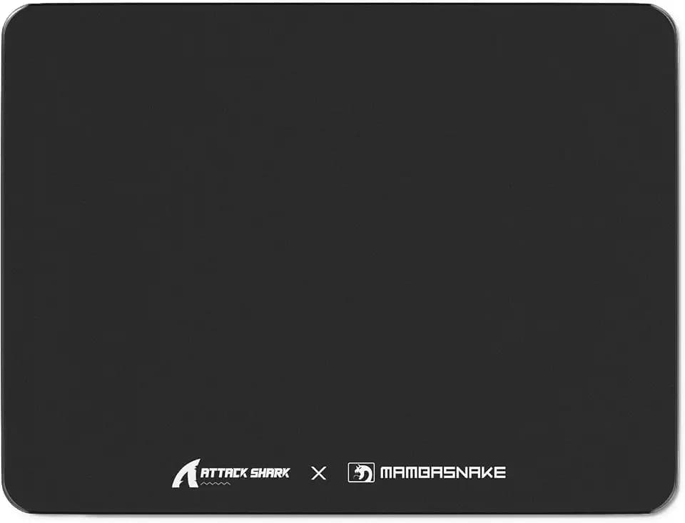 ATTACK SHARK CM05SE Verzerrtes Glas-Mauspad, 9H Härte Kratzfest, Nano-Ätzte Ultraglatte Oberfläche, rutschfeste PU Basis, Hohe Genauigkeit, Schnellbeweglich, 410×310×5mm Für Esports/Büro - Schwarz