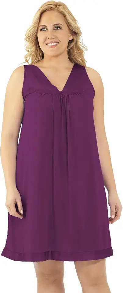 EXQUISITE FORM Damen Plus Size Coloratura Sleepwear Short Gown 30807 Nachthemd, Amaranth, 3X