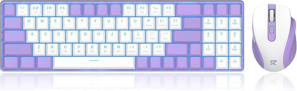 Redragon BS8773 Wireless Keyboard and Mouse Combo, 78 Keys 2.4Ghz Wireless Low-Profile Mechanical Red Switch Keyboard w/Slim Compact Design & Single Blue Backlit, Comfort Grip 2400 DPI Max Mouse
