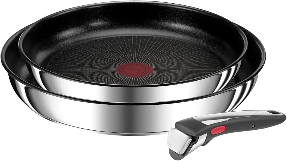 Tefal Ingenio Preference On 3-teiliges Pfannenset abnehmbarer Griff, 24/28 cm, stapelbar, platzsparend, Topfset Induktion mit Antihaftversiegelung, einfache Handhabung und Reinigung, L97493