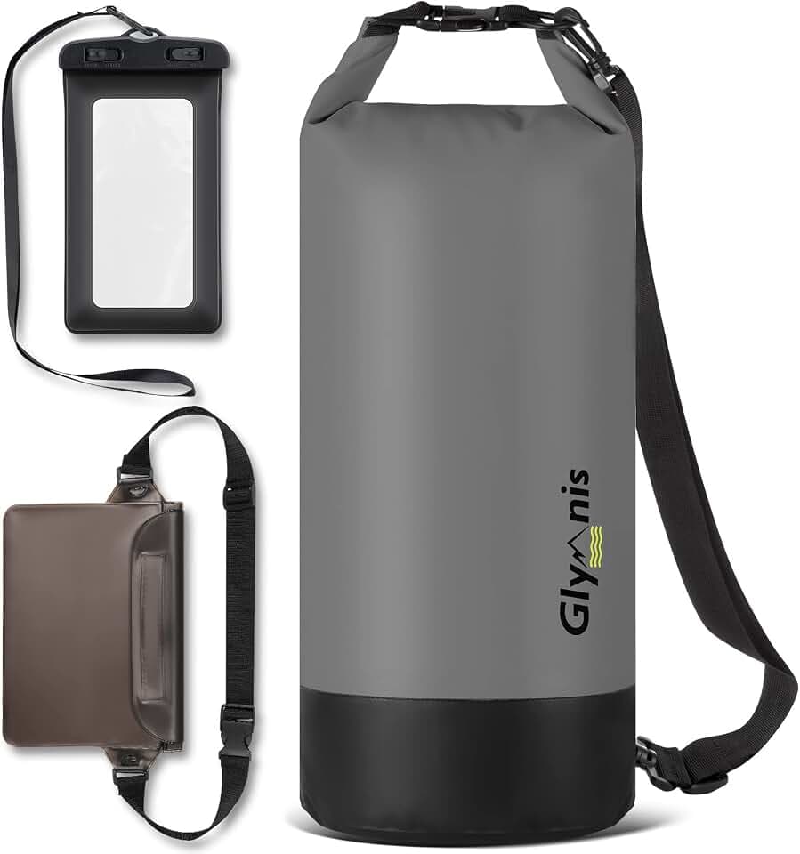 Glymnis Dry Bag wasserdichte Tasche 5L/10L/20L Wasserdichter Packsack | mit Bauchtasche und Tragegurt Waterproof für Wassersport Strand Schwimmen Bootfahren Reisen Camping