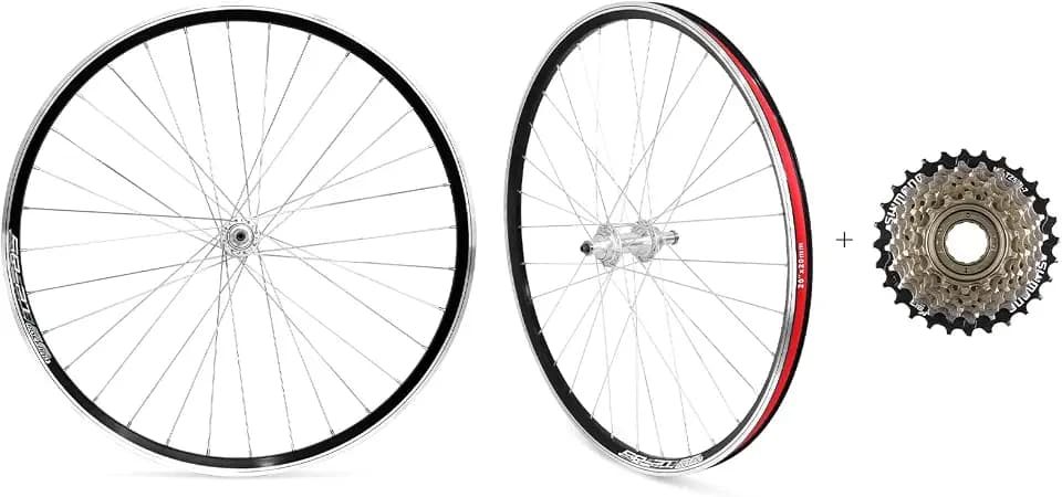 26" Mountain Bike Wheelset, Quick Release MTB Bicycle Double Wall Rims MTB Wheel Set, Ultralight Aluminum Alloy 32H Bike Wheels Compatible MF-TZ500-6/7 Speed Freewheel
