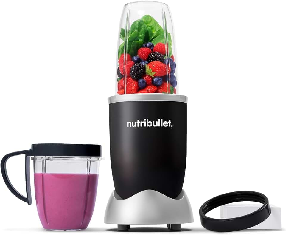 nutribullet Original 600, Elektrischer Mixer, Zerkleinerer, Smoothiemixer, Smoothie Maker, 600 W, To Go becjer 700ml und 500ml, Schwarz, NB606B