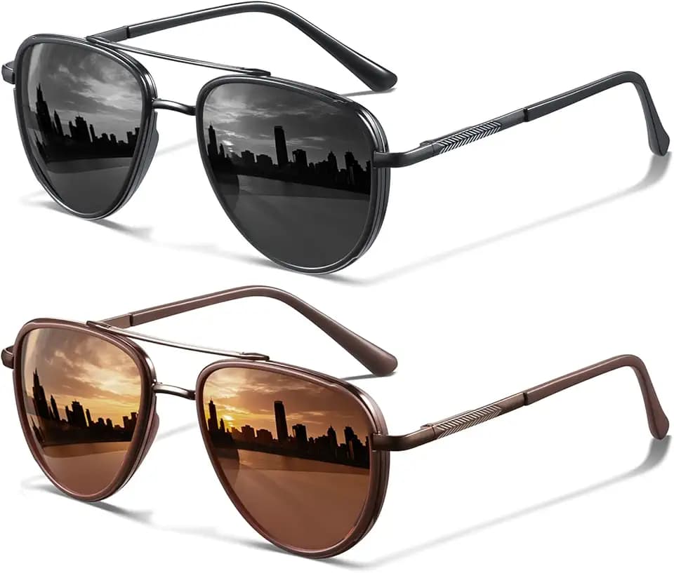 KUGUAOK Polarized Aviator Sunglasses for Women Men UV Protection Running Outdoors Tangle Free Sun Glasses Vintage Shades