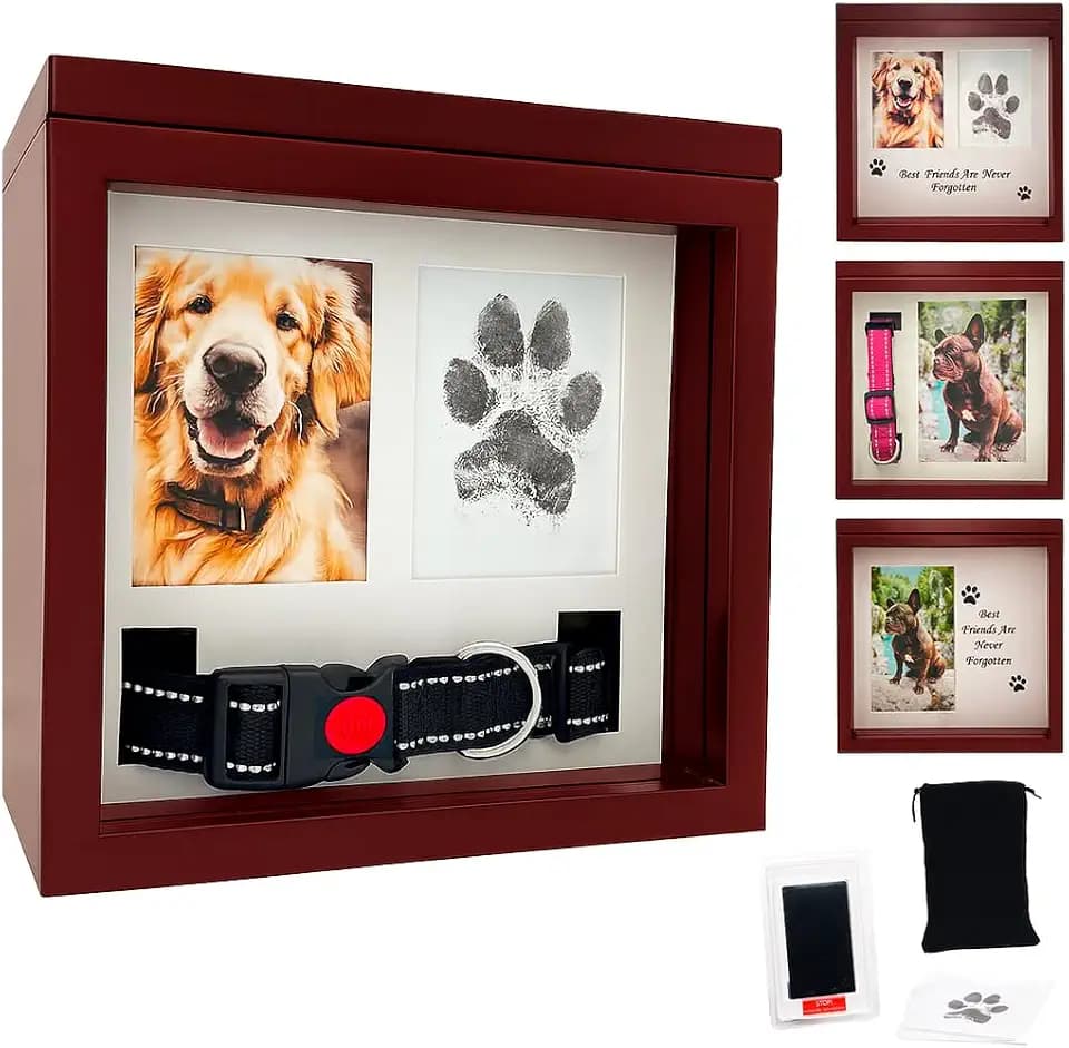 OtterPets Brown Dog Urn for Ashes 4 Customizable Displays Ink Paw Print Kit