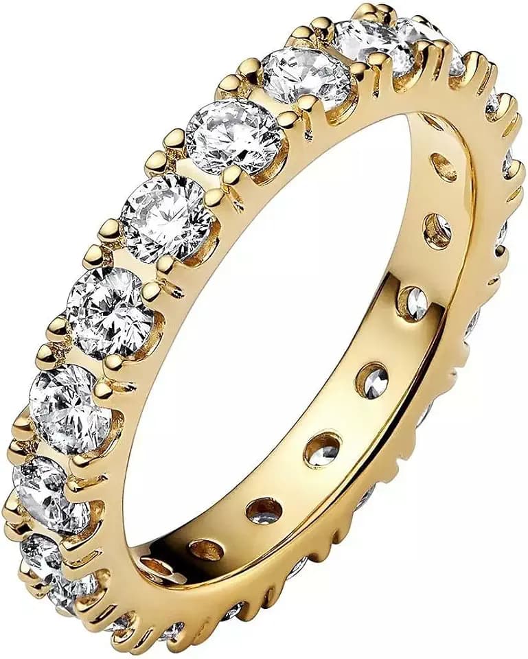 Pandora Timeless Ewigkeitsring funkelnde Reihe, 14-karätig vergoldet, mit klarem Cubic Zirkonia