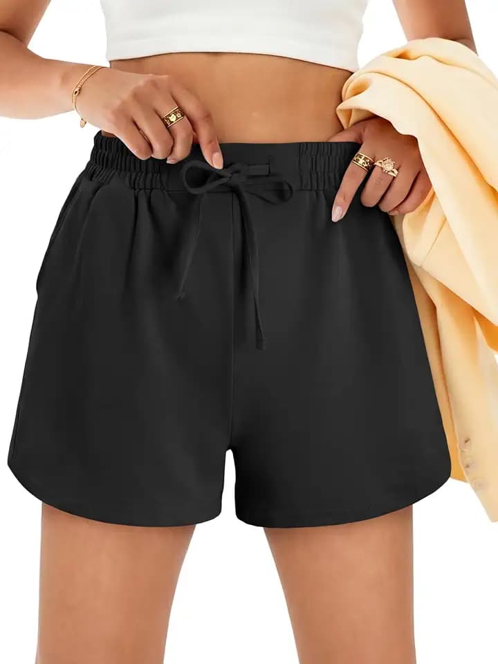 KISSMODA Women High Waist Drawstring Sweat Shorts Soft Elastic Pockets Workout Running Yoga Casual Summer Short Pants