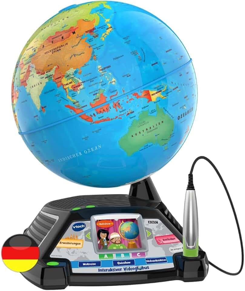 VTech Interaktiver Videoglobus - Lernglobus mit Bildschirm & Stift