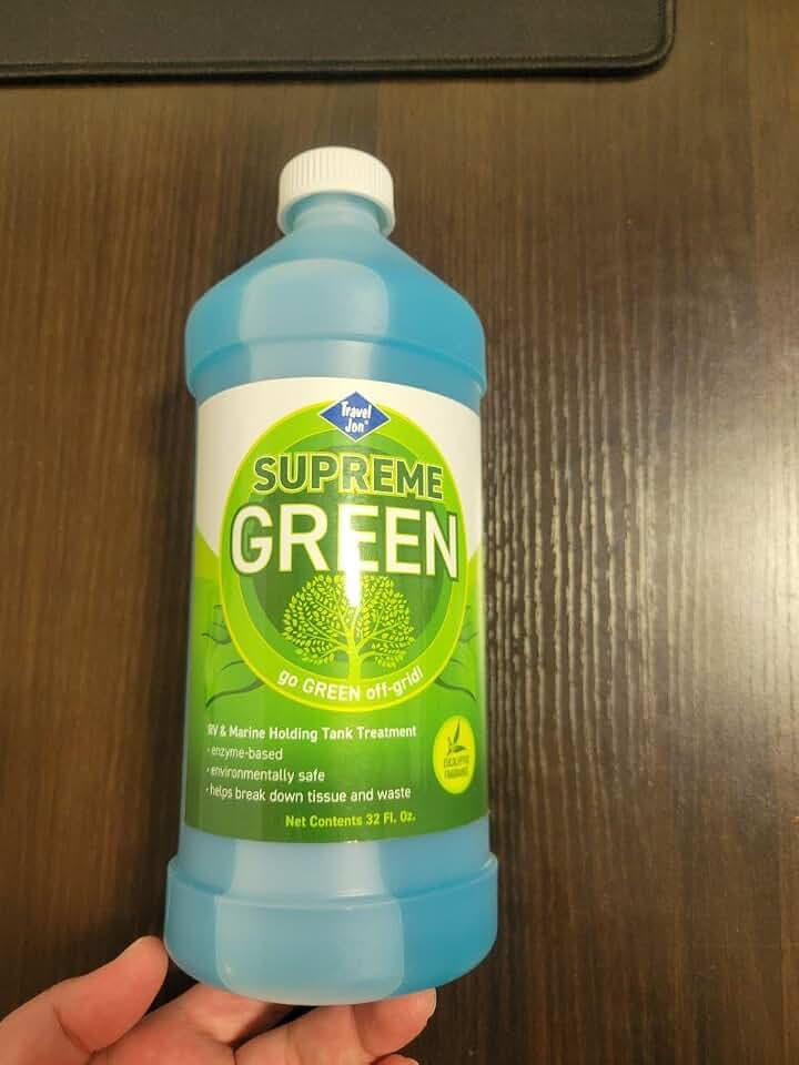 Travel Jon Supreme Green Liquid - RV & Marine Holding Tank Treatment Powerful Enzyme Formula for Odor Control & Deep Cleaning, Eucalyptus Fragrance, Made in USA (32 oz)